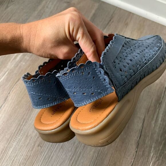 VTG Beacon Euro Flex Huaraches Sandals Leather Blue Mary Jane Size 6 6.5 - Picture 10 of 16